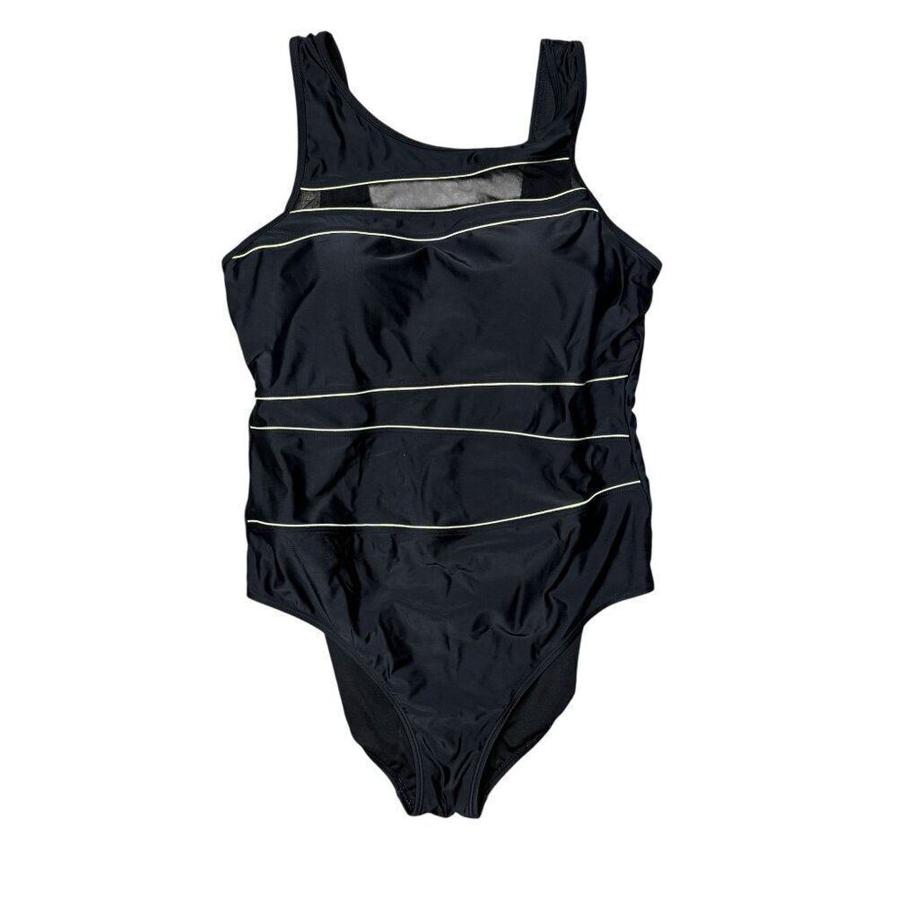 St John's Bay Black One Piece Swimsuit Black Plus Size 20W